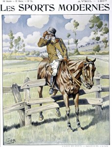Ridning: "" sammanbrottet"" - Job akvarell, ko. i "" modern sport""" av pseudonym for Onfray de Breville Jacques Job