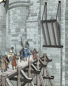 Hundraårskrig: Philippe VI av Valois ber om asyl på Château de Broye (1346) av pseudonym for Onfray de Breville Jacques Job
