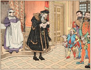 Illustration från boken “Le bon roy Henri””, illustrerad av Jacques Marie Gaston Onfray de Breville dit JOB (1858-1931): Henri IV:s födelse, hans farfar, Henri d