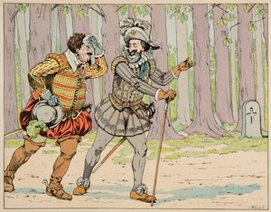 Illustration hämtad från boken "" Le bon roy Henri"", illustrerad av Jacques Marie Gaston Onfray de Breville dit JOB (1858-1931): Henri IV ger sin benådning till Charles de Lorraine (1554-1611) hertig av Mayenne efter att ha tvingat honom till lite träning av pseudonym for Onfray de Breville Jacques Job