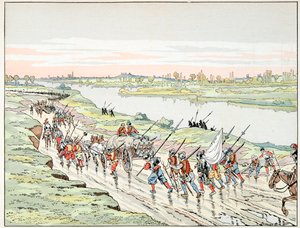 Illustration hämtad från boken "" Le bon roy Henri"", illustrerad av Jacques Marie Gaston Onfray de Breville dit JOB (1858-1931): Henri IV handlar om Paris - Privat samling av pseudonym for Onfray de Breville Jacques Job