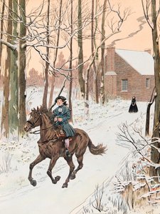 Jacques Marie Gaston Onfroy de Breville dit JOB (1858-1931) - Unge George Washington (1732 - 1799) lämnade familjens hem 1740 för Old Field School, Private Collection av pseudonym for Onfray de Breville Jacques Job