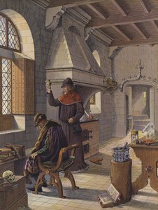 Kung Ludvig XI, efter att ha drabbats av ett anfall av apopleksi, söker hjälp av läkaren Jacques Coitier för att hålla honom vid liv (färg litho)