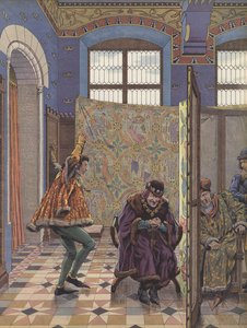 Ludvig XI:s komplott för att skilja burgunderna från deras engelska allierade (färg litho) av pseudonym for Onfray de Breville Jacques Job