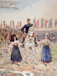 Marskalk Ferdinand Foch (1851-1929) befriaren (färg litho) av pseudonym for Onfray de Breville Jacques Job