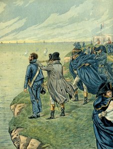 Napoleon I Bonaparte (1769-1821) besökte Boulognelägrets arsenal i juli 1804. Illustration av Jacques Marie Gaston Onfray de Breville dit JOB (1858-1931). Privat samling av pseudonym for Onfray de Breville Jacques Job