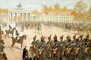 Den 27 oktober 1806 gick Napoleon I Bonaparte (1769-1821) och hans armé in i Berlin. I "" Napoleon"" av Georges Montorgueil. Illustration av Jacques Marie Gaston Onfray de Breville dit JOB (1858-1931) av pseudonym for Onfray de Breville Jacques Job