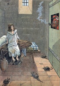 Scen från Frankrikes historia i leksaker: Franska revolutionen. Dauphinen av Frankrike Ludvig XVII (1785-1795) vid tempelfängelset. I "" Joujoux a l