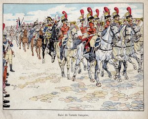 Den franska armén går in i Berlin, 27 oktober 1806 - litografi av Job (Jacques Onfroy de Breville) från "" Le Grand Napoleon des Petites Enfants""" 1893 av pseudonym for Onfray de Breville Jacques Job
