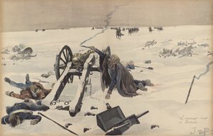 Det sista kanonskottet (litho i färg) av pseudonym for Onfray de Breville Jacques Job