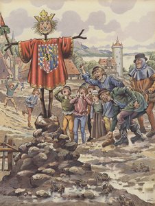 Folket i Dinant hånar en bild av Karl den djärve, hertig av Bourgogne (färg litho) av pseudonym for Onfray de Breville Jacques Job