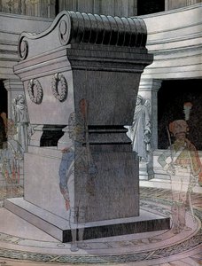 Kejsar Napoleon I Bonapartes (1769-1821) grav vid Invalides med spökvakter. I "" Napoleon"" av Georges Montorgueil. Illustration av Jacques Marie Gaston Onfray de Breville dit JOB (1858-1931) av pseudonym for Onfray de Breville Jacques Job