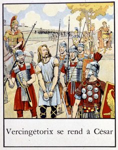 Vercingetorix kapitulerar till Caesar - i "A little history of France"" av Jacques Bainville, red. Mane av pseudonym for Onfray de Breville Jacques Job