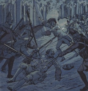Sergeant Dubois och Chevalier d"Assas vid slaget vid Kloster Kampen, 1760