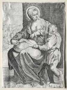 Madonna med den vita korpen av school of Annibale Carracci