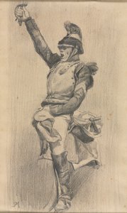 Soldat med upphöjd arm av studio of A. W. A. Plâté Studio (Ceylonese)