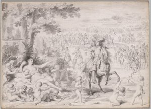 Ludvig XIV tillfångatagen av Venus av studio of Charles Le Brun