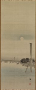 Nattscen på Sumidafloden av studio of Utagawa Hiroshige