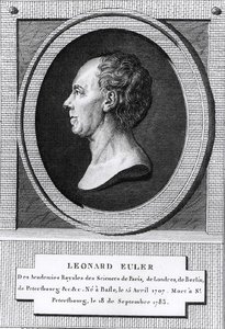 Porträtt av Leonard Euler (1707-83) (gravyr) (s/v foto) av the Younger Dupin