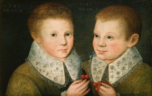 Porträtt av två bröder, 1586. av the Younger Marcus Gheeraerts