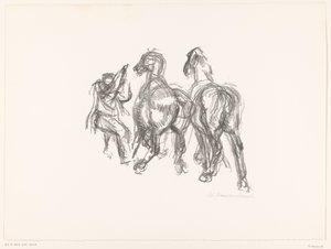 Människor och hästar av unknown (signed by artist)