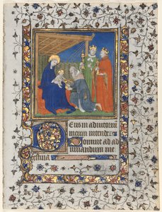 Bifolio från a Book of Hours: Adoration of the Magi