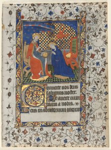 Bifolio från a Book of Hours: Coronation of the Virgin