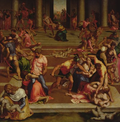 Massacre of the Innocents (tempera på panel) av (1509 66) Daniele da Volterra