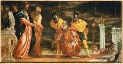 Centurionen i Kapernaum som ber Jesus att bota hans förlamade tjänare (målning på duk) av (1528-88) Veronese