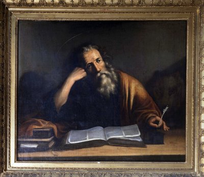 Sankt Markus skriver evangeliet - tillskrivs Veronese, kyrkan La Turbie. av Veronese