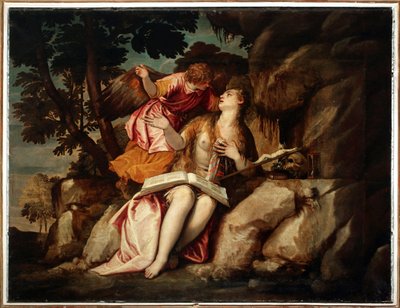 Representation av Maria Magdalena med en ängel (målning av Veronese