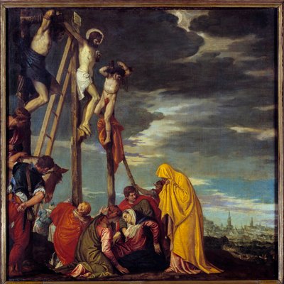 Golgatamålningen av Paolo Caliari dit Paolo Veronese (1528-1588) 1500-talssön. 1,02x1,02 m av Veronese