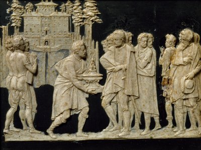 Presentation för Francesco I av modellfontän i Pratolino, av Jean de Boulogne aka Giambologna (1529-1608), vaxplatta av Giambologna