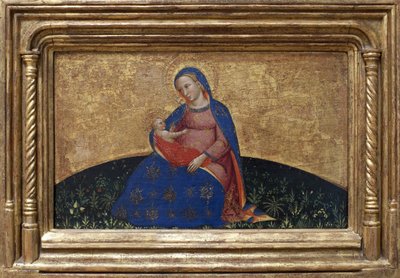 Madonna av ödmjukhet. Målning av Giovanni Da Bologna (aktiv andra hälften av 1300-talet) tempera på poppel, cirka 1395. Italiensk konst av Giambologna