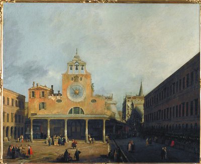 Torget framför San Giacomo di Rialto, Venedig (målning på duk) av (1697-1768) Canaletto