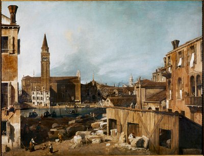 Stenmästarnas gård;Venedig: Campo San Vidal och kyrkan Sta (olja på duk) av (1697-1768) Canaletto