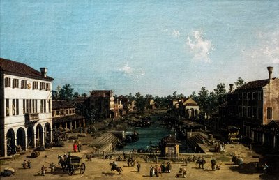 Vy över Mestre med Canale delle barche, ca 1755-1760 (olja på duk) av (1697-1768) Canaletto