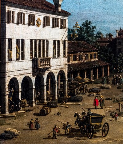 Vy över Mestre med Canale delle barche, detalj, ca 1755-1760 (olja på duk) av (1697-1768) Canaletto