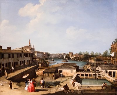 Utsikt över Dolo-kvarnarna vid Brenta, ca 1732/35 (olja på duk) av (1697-1768) Canaletto