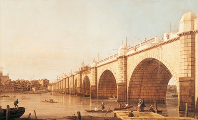 Westminster Bridge im Bau, von Giovanni Antonio Canal, bekannt als Canaletto (1697-1768), Öl auf Leinwand von (1697-1768) Canaletto