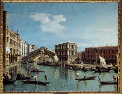 Le pont du Rialto en Venedig målning av Antonio Canal Dit Il Canaletto (1697-1768) 1700-tal sön. 1,19x1,54 m - Rialtobron i Venedig. Målning av Antonio Canal kallad Canaletto (1697-1768) av Canaletto