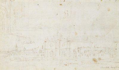 Murano: San Giovanni Dei Battuti, med Venedig i fjärran, c.1735-40 (ritning) av Canaletto