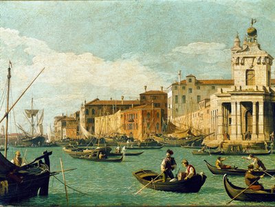 Punta della Dogana och Giudecca Canal, Venedig (olja på duk av Canaletto