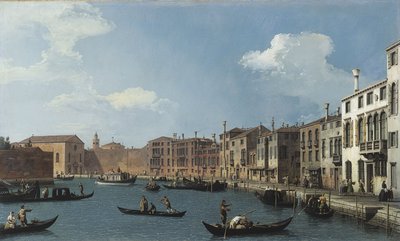 Vy över Santa Chiara-kanalen, Venedig, ca 1730 (olja) av (1697 1768) Canaletto
