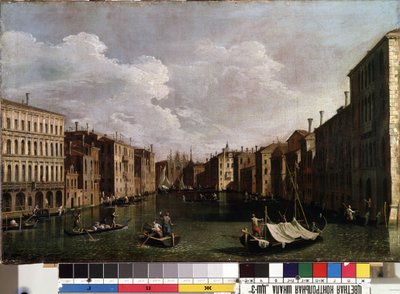""Utsikt över Canal Grande i Venedig"" (Venedig) Målning av Giovanni Antonio Canal detto il Canaletto (1697-1768). 1700-talsmuseet för konst i Mikalojus Konstantinas Ciurlionis, Kaunas, Litauen av Canaletto