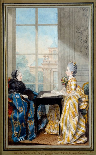 Porträtt av Madame du Moutier och Mademoiselle La Ville, fru till monsieur Clermont d
