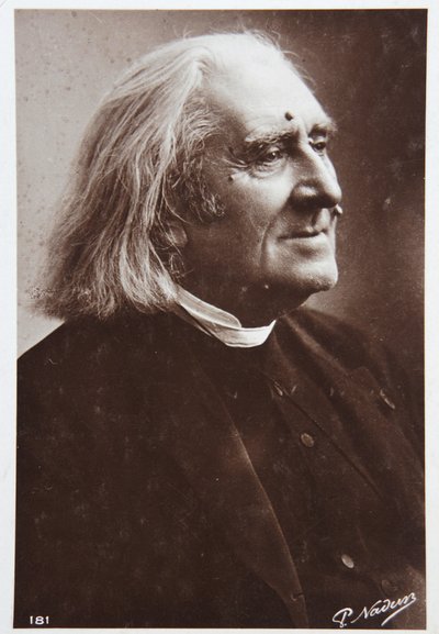 Musik. Den ungerske kompositören Franz Liszt. Foto av P. Nadar, ca 1880-85 (svartvitt foto) av (1820-1910) Nadar