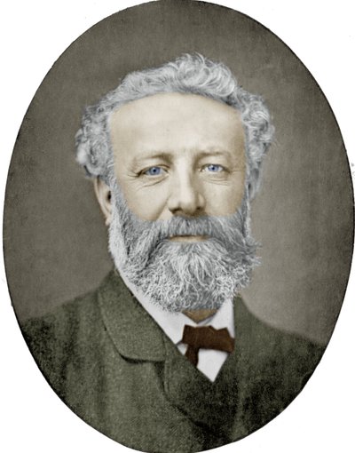 Jules Verne (1828-1905) französischer Schriftsteller, Fotografie von Nadar, koloriertes Bild von (1820-1910) Nadar