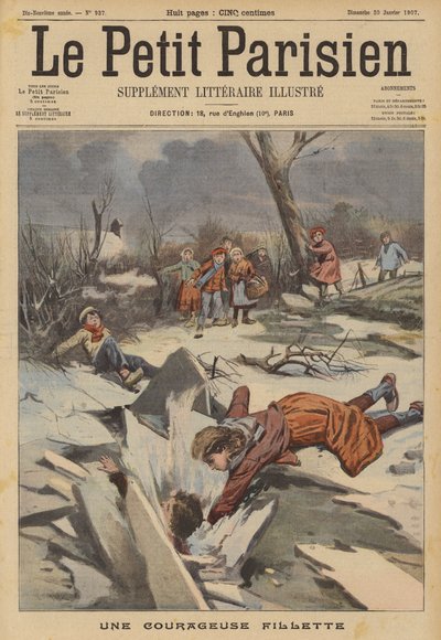 En modig ung flicka (färg litho) av (after) Carrey