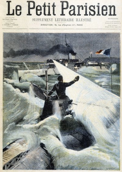 Upplevelse av ubåten "" Le Morse"" - i "" Le Petit Parisien"" från 1901-08-11 av (after) Carrey